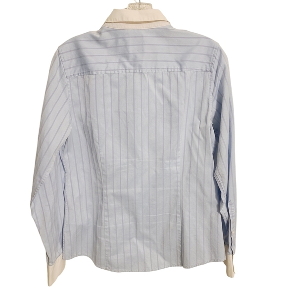 Brooks Brothers | Women's Blue Striped Button Down Dress Shirt (Size 10) - Picture 10 of 10